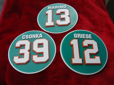 Dolphins retired set of 10  3D signs sports team art  New Miami football ball Cover