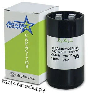 145 - 175 MFD 110-125 VAC condensador de arranque de motor eléctrico uF HVAC voltios HECHO EN EE. UU. - Imagen 1 de 6