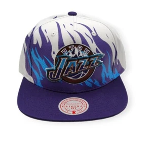 Mitchell & Ness Utah Jazz Hot Fire White/Purple Adjustable Snapback Hat Cap - Picture 1 of 6