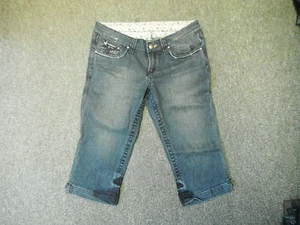 Pantalones cortos de mezclilla de motocicleta talla 14 pierna 28" azul oscuro descolorido para dama. - Imagen 1 de 2