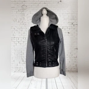 New Look Women's Black and Gray Hooded Jacket Size Small - Picture 1 of 5