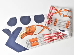 Hermes Scarf HERMES Twill Up WOW HERMES Silk Twill Dot Blue/White - Picture 1 of 6