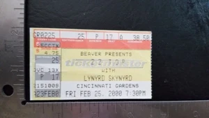ZZ TOP / LYNYRD SKYNYRD - TALÓN DE BOLETO DE GIRA DE CONCIERTOS VINTAGE DEL 25 DE FEBRERO DE 2000 - Imagen 1 de 1
