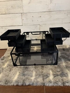Großer 3-stufiger 12x10x9 Caboodles Zug Make-up Organizer Reisekoffer transparent/schwarz - Bild 1 von 18