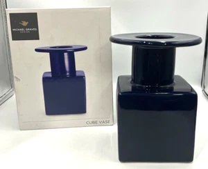 Michael Graves Designs Kobaltblau Würfel Vase 5 7/8" x 8 1/8" in Originalverpackung - Bild 1 von 15