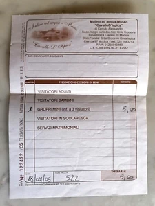 2005 SICILIA MODICA BIGLIETTO TICKET GRUP MULINO AD ACQUA MUSEO CAVALLO D'ISPICA - Bild 1 von 1