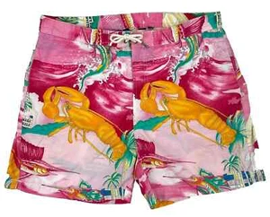 Polo Ralph Lauren Miami Pink Lobster Sportsman Wildlife Aztec Board Swim Shorts - Picture 1 of 14
