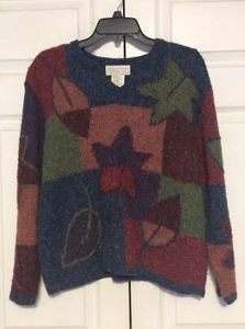 Vintage Mandal Bay Womens Size Small Long Sleeve Chunky Sweater Star Leaves - Picture 1 of 8