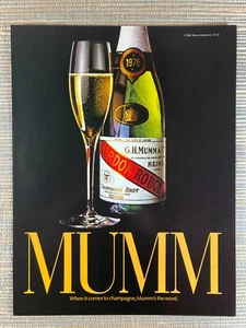 Mumm 1976 Cordon Rouge Champagne Brut 1982 Vintage Print Ad - Bild 1 von 1