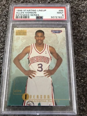 1996 starting lineup ALLEN IVERSON RC PSA 9 mint rare !!! Regrade !!! - Image 1 of 2