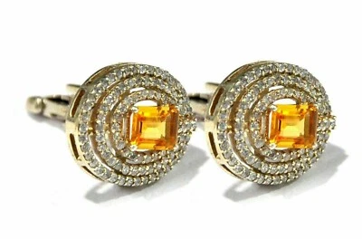 Gemas de citrino natural con gemelos de plata de ley 925 #2093 Foto 1 de 3