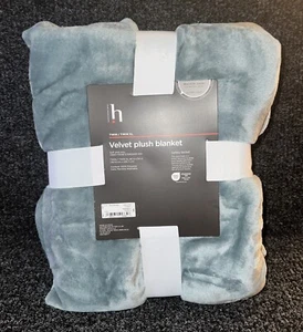 Home Expressions Velvet Plush Blanket Twin/Twin XL Dorchester Blue 66x94 - Picture 1 of 7
