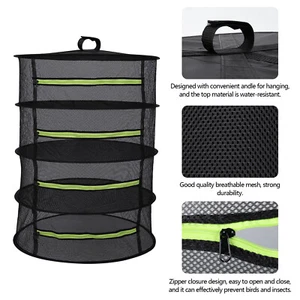 4 Layers Mesh Hanging Drying Net Herb Dryer Rack Folding Shelf Basket w/ Zippers - Picture 1 of 10