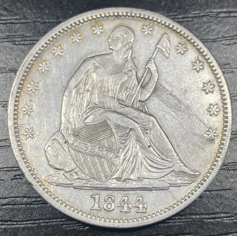 1844-P Liberty Seated Half Dollar Beautiful AU Details Coin Cover