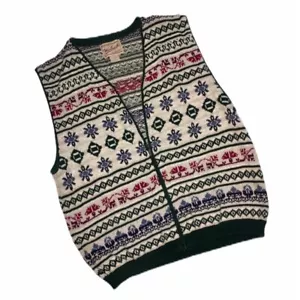 Woolrich Sweater Vest Zip Front vintage L Large - Picture 1 of 12