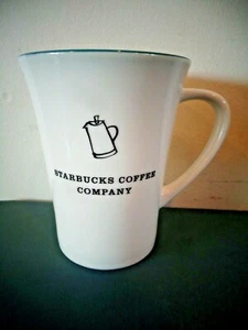 2006 STARBUCKS WEISS & TÜRKIS FARBE KANNE LOGO KERAMIK KAFFEETASSE - Bild 1 von 5