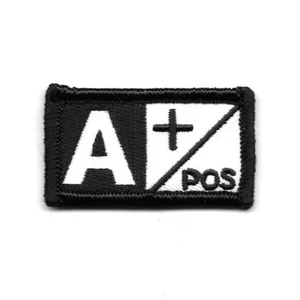 White Black Medical Alert Blood Type A+ Positive Patch Fits For VELCRO® BRAND - Picture 1 of 1