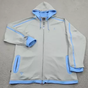 VINTAGE Jordan Jacket Mens XXL Grey UNC Blue Melo Zip Warm Up Hoodie Track Y2K - Picture 1 of 17