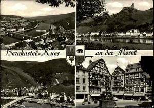 Bernkastel-Kues a.d. Mosel s/w Mehrbild-Karte 4 Echtfoto Ansichten AK frankiert - Picture 1 of 2
