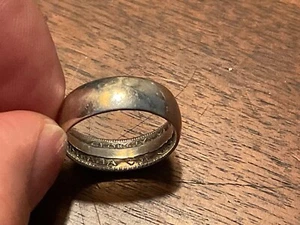 1930’s Australia George VI One Crown .925 Silver Coin Ring Band size 9.5 Artist - Picture 1 of 15