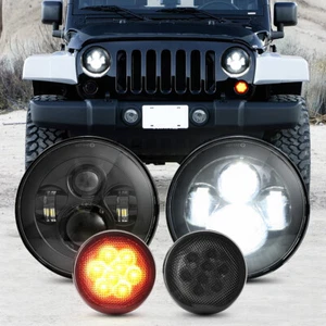 4PCS Kit For Jeep Wrangler JK 2007-2017 DOT 7'' LED Headlights Turn Lights Combo - Picture 1 of 12