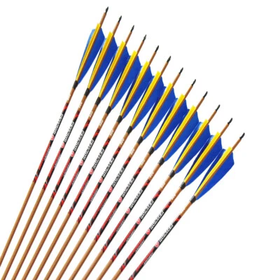 12pcs 32" carbon arrows spine340-600 ID6.2mm 5" turkey feather archery wood skin - Image 1 of 4