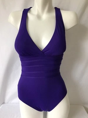 LA BLANCA ISLAND GODDESS MULTI STRAP ONE PIECE SWIMSUIT PURPLE SIZE 12 NEW! $119 - Image 1 of 2