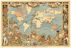 Vintage Old World Map British Empire 1800'S Canvas Print Poster 24"X 36"
