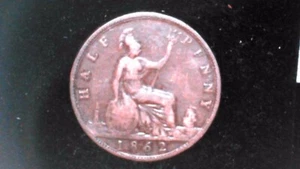 1862 GREAT BRITAIN VICTORIA 1/2 (HALF) PENNY F/VF [125] - Picture 1 of 2