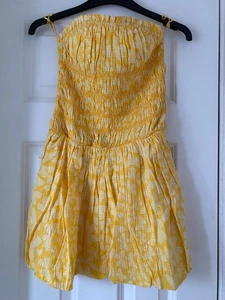 Free People Annalise Mini Dress - Bubble Hem Yellow Floral Size XS BNWT RRP £98 - Picture 1 of 10