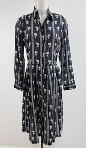 Layla Black Cotton Floral Shirt Dress SZ L - Picture 1 of 5