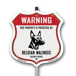 Warnung Eigentum geschützt von belgischen Malinois Made in t Schild Schild mit Pfahl - Bild 1 von 14