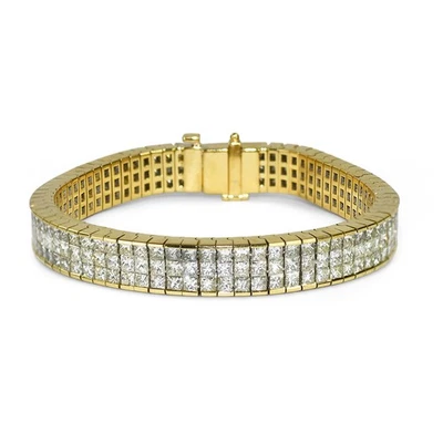 Brazalete de tenis de diamantes de oro amarillo de 18 quilates de 15,00 quilates Foto 1 de 4