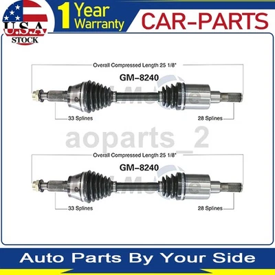 2 Front TrakMotive CV Axle Joint Shaft For Hummer H3 2010 2009 2008 2007 2006 - Image 1 of 2