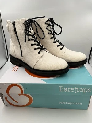 Botines BareTraps Blancos Talla 8.5 AMYSUE Con Cordones Cremallera Moto Lug Suela Y2K Nuevos en Caja Foto 1 de 4