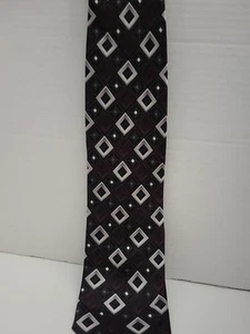 Goorgio Brutini Collezione Silk Necktie Black, Silver, Burgandy  61 Inches - Picture 1 of 6