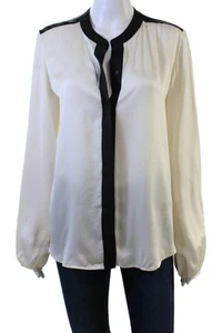Blusa Theory Mujer Negra Seda Manga Larga Botón Talla L - Imagen 1 de 6