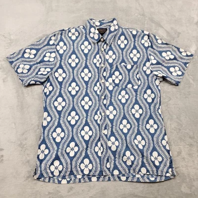 Pendleton Shirt Mens Large Blue White Hawaiian Floral Short Sleeve Button Up - Image 1 of 4