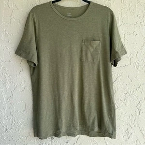 FLINT & TINDER T Shirt Mens Large Crew Neck Pocket Cotton Green - Picture 1 of 7
