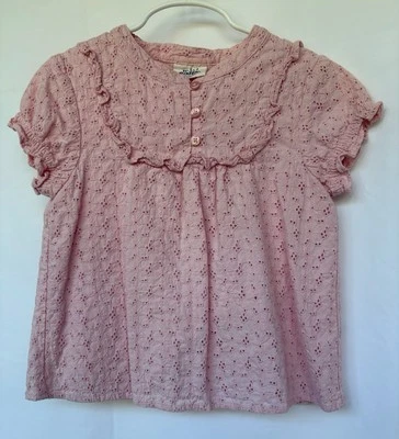 Mini Boden Girls’s Size 4-5y Pink Eyelet Ruffle Shirt - Image 1 of 4