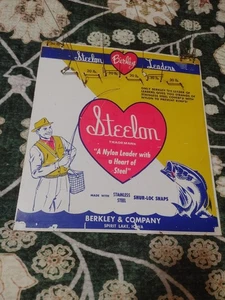 Vintage Metall Berkley Steelon Angelvorfächer Werbeschild - Bild 1 von 10