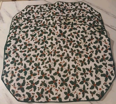 复古圣诞假日 Poinsettia 红色和绿色挂毯桌椅 4 件套 — 第 1/4 张图片