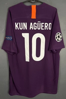 MEN KUN AGUERO FC MANCHESTER CITY 2018/2019 SOCCER FOOTBALL SHIRT JERSEY SIZE XL - Image 1 of 4
