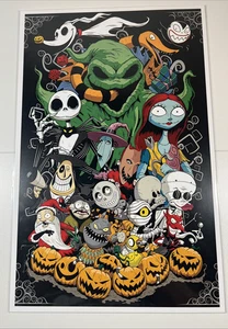 Póster estilo Toon collage de personajes de Pesadilla antes de Navidad 11 x 17 pulgadas RARO! - Imagen 1 de 2