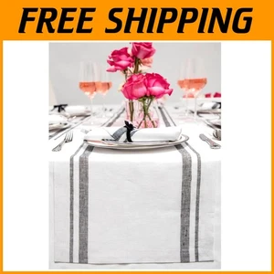 Modern 14 x 72 Inch Linen Table Runner with Elegant Stripe Design for Events - Picture 1 of 11