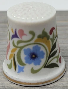 Vintage Avon Multicolor Floral Gold Tone Trim Thimble Collectible Trinket - Picture 1 of 5