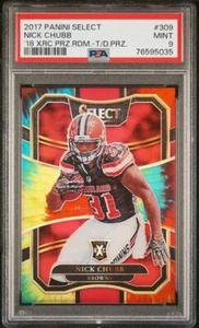 2017 Panini Select #309 Nick Chubb XRC Tie Dye Redemption 25/25 PSA 9! - Picture 1 of 2
