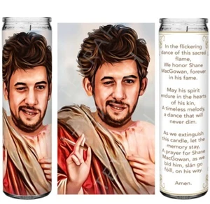 Saint Shane MacGowan Parody Devotional Candle with Prayer | Gift Merch Pogues - Picture 1 of 5