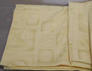 Tablecloth Yellow Embossed Bunny Rabbits Eggs Blossoms and Blooms 60x102 - Picture 1 of 8