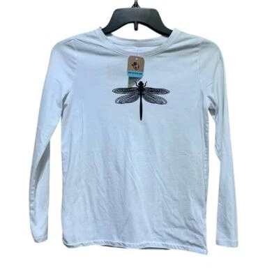 Camiseta Estampada a Mano Reciclada Niño Grande (10/12) Libélula Manga Larga Cuello Redondo Foto 1 de 3